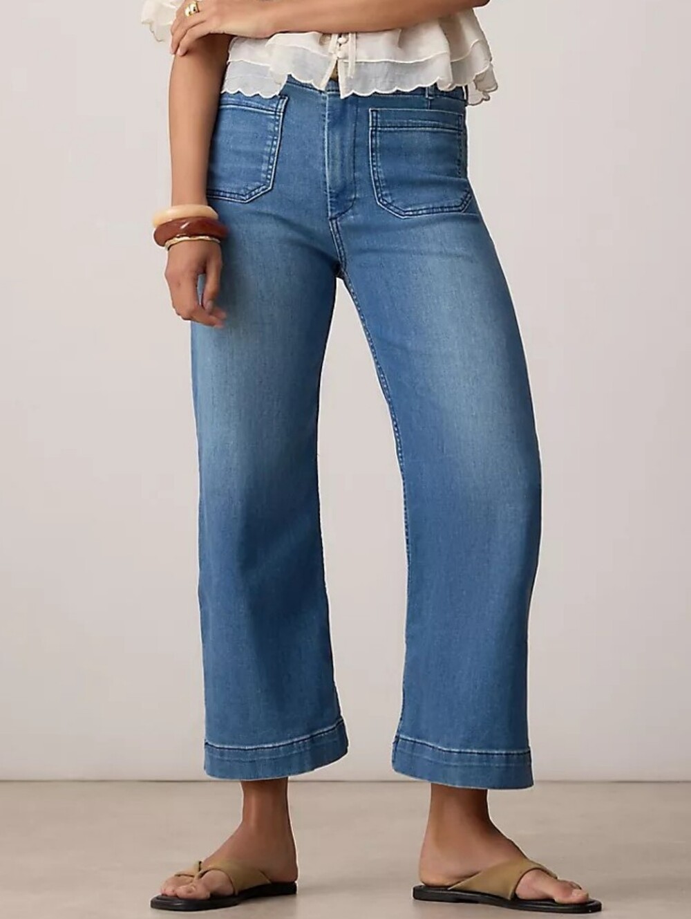 Maeve Anthropologie The Colette High-Rise Wide-Leg Cropped Jeans Blue Women's 30